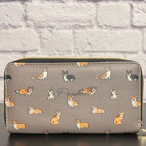Pawskies Zip-Around Wallet with Corgi Print